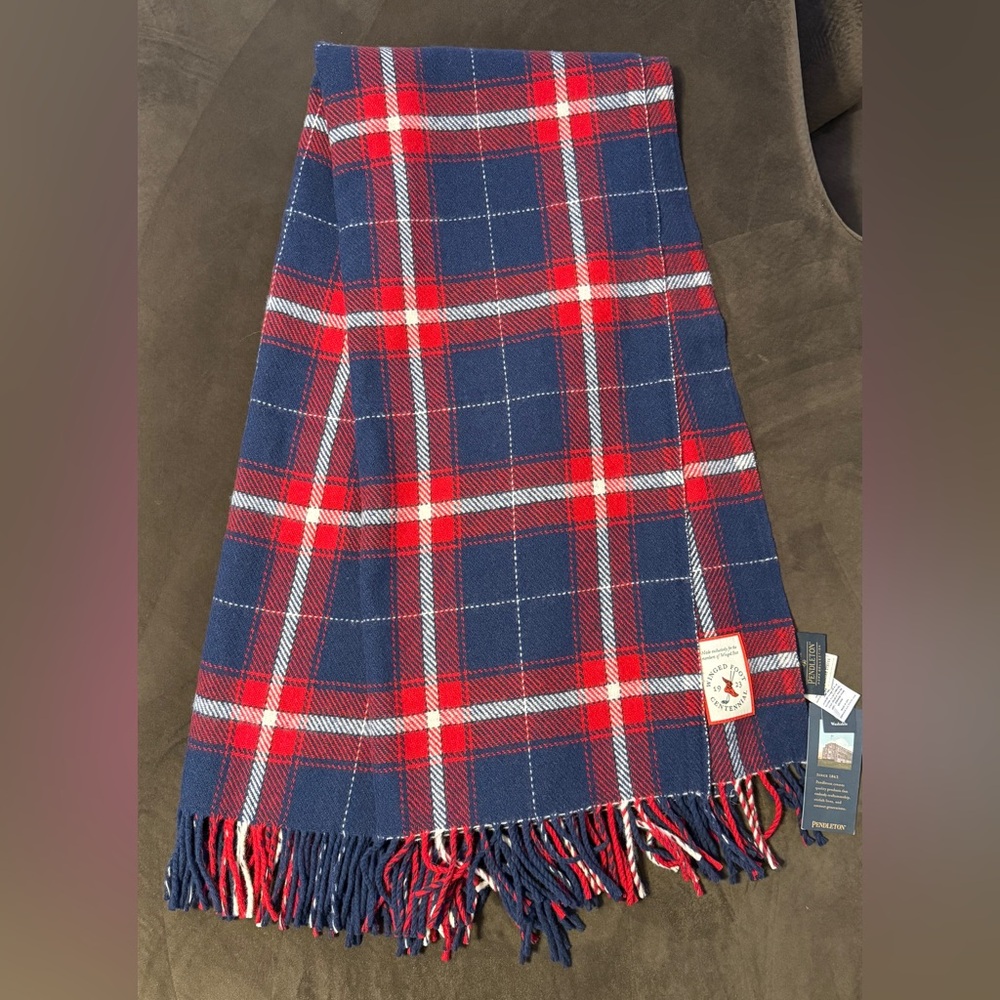 Pendleton Home Collection Winged Foot Centennial Wool Fringe Blanket 55”x60” NWT